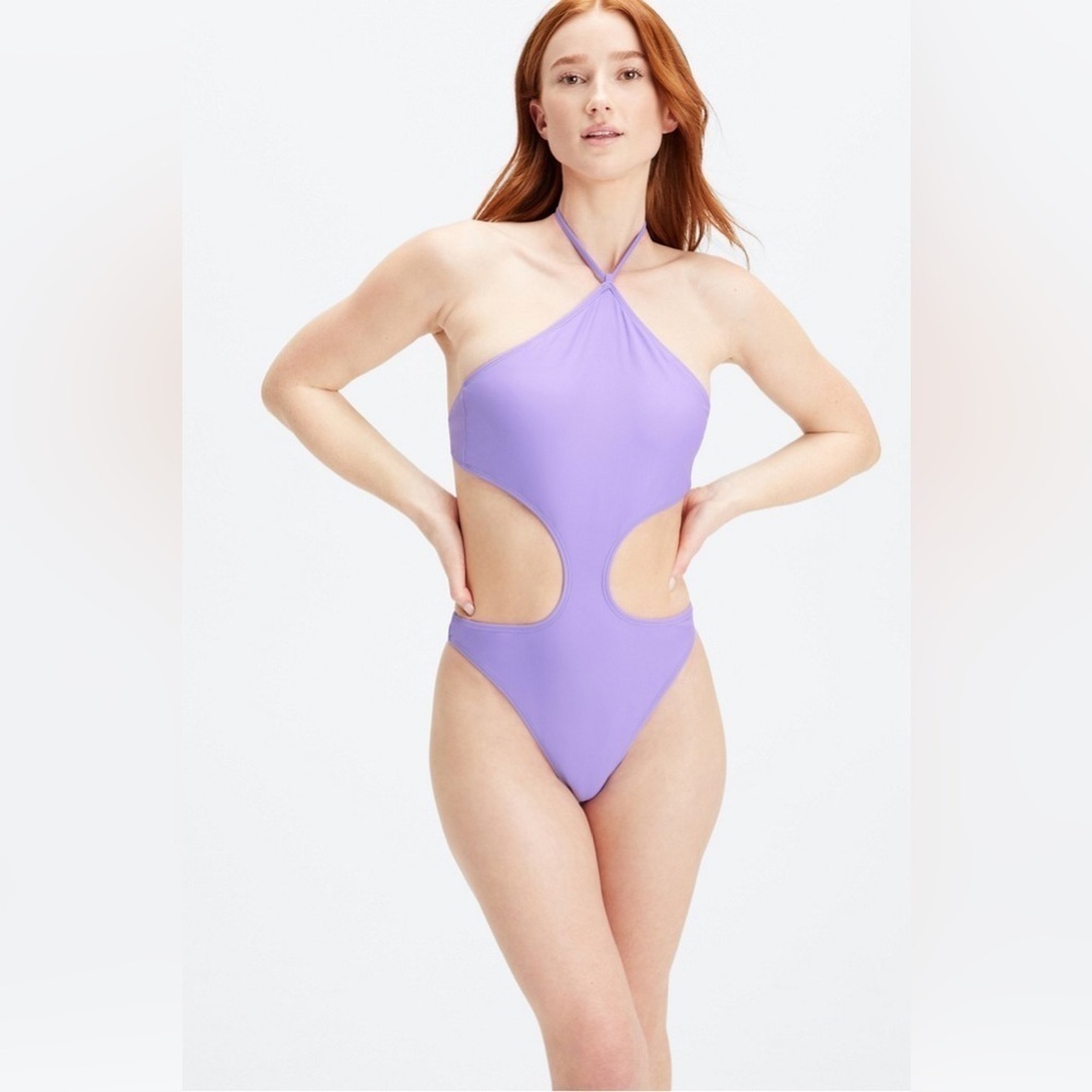 Fabletics Cutout One-Piece Swimsuit Purple XXL NWT
